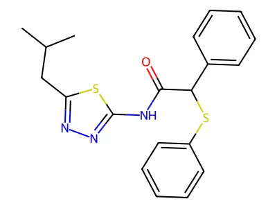 N-[5-(2-methylpropyl)-1,3,4-thiadiazol-2-yl]-2-phenyl-2-phenylsulfanylacetamide structure
