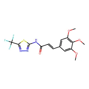 (E)-N-[5-(trifluoromethyl)-1,3,4-thiadiazol-2-yl]-3-(3,4,5-trimethoxyphenyl)prop-2-enamide structure