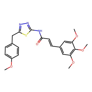 (E)-N-[5-[(4-methoxyphenyl)methyl]-1,3,4-thiadiazol-2-yl]-3-(3,4,5-trimethoxyphenyl)prop-2-enamide structure