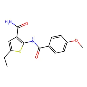 5-Ethyl-2-[(4-methoxybenzoyl)amino]-3-thiophenecarboxamide structure