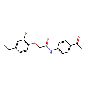 N-(4-acetylphenyl)-2-(2-bromo-4-ethylphenoxy)acetamide structure