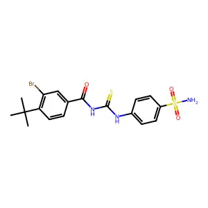 3-bromo-4-tert-butyl-N-[(4-sulfamoylphenyl)carbamothioyl]benzamide structure