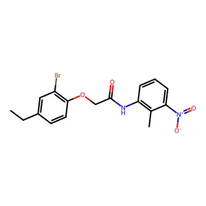 2-(2-bromo-4-ethylphenoxy)-N-(2-methyl-3-nitrophenyl)acetamide structure