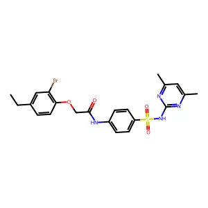 2-(2-bromo-4-ethylphenoxy)-N-[4-[(4,6-dimethylpyrimidin-2-yl)sulfamoyl]phenyl]acetamide structure