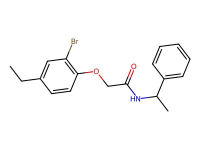 2-(2-bromo-4-ethylphenoxy)-N-(1-phenylethyl)acetamide structure