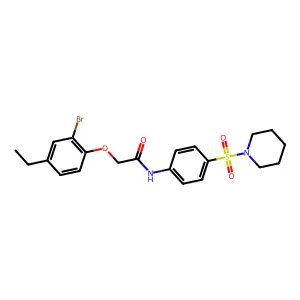 2-(2-bromo-4-ethylphenoxy)-N-[4-(1-piperidinylsulfonyl)phenyl]acetamide structure