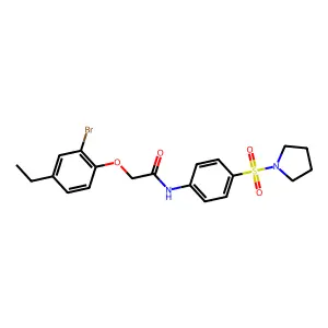 2-(2-bromo-4-ethylphenoxy)-N-[4-(1-pyrrolidinylsulfonyl)phenyl]acetamide structure