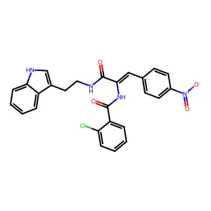2-chloro-N-[1-({[2-(1H-indol-3-yl)ethyl]amino}carbonyl)-2-(4-nitrophenyl)vinyl]benzamide structure