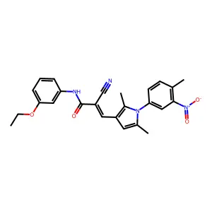 (2Z)-2-cyano-3-[2,5-dimethyl-1-(4-methyl-3-nitrophenyl)-1H-pyrrol-3-yl]-N-(3-ethoxyphenyl)prop-2-enamide structure