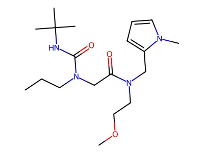 2-[tert-butylcarbamoyl(propyl)amino]-N-(2-methoxyethyl)-N-[(1-methylpyrrol-2-yl)methyl]acetamide structure