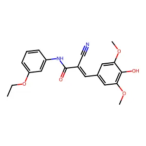 (Z)-2-cyano-N-(3-ethoxyphenyl)-3-(4-hydroxy-3,5-dimethoxyphenyl)prop-2-enamide structure