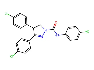 1H-Pyrazole-1-carboxamide, 4,5-dihydro-N,3,4-tris(4-chlorophenyl)- structure