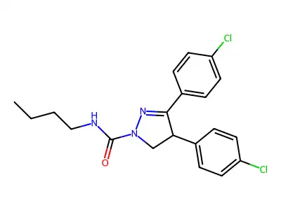 N-Butyl-3,4-bis(4-chlorophenyl)-4,5-dihydro-1H-pyrazole-1-carboximidic acid structure
