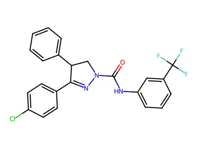 3-(4-Chlorophenyl)-4-phenyl-1-(3-(trifluoromethyl)phenyl)carbamoyl-2-pyrazoline structure