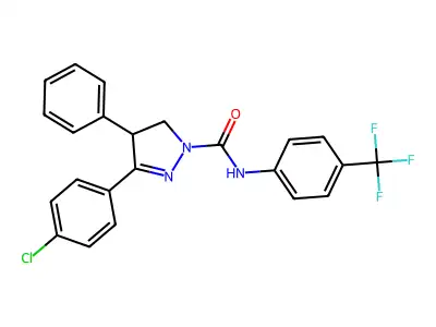 3-(4-Chlorophenyl)-4-phenyl-1-(4-(trifluoromethyl)phenyl)carbamoyl-2-pyrazoline structure