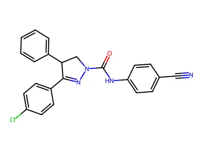 3-(4-Chlorophenyl)-N-(4-cyanophenyl)-4-phenyl-4,5-dihydro-1H-pyrazole-1-carboxamide structure