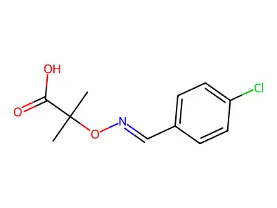 alpha-[(4-Chlorobenzylideneamino)-oxy]-isobutyric acid structure