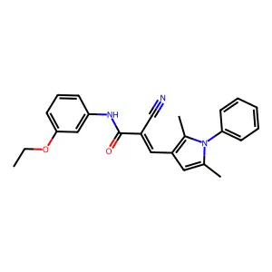 (E)-2-cyano-3-(2,5-dimethyl-1-phenylpyrrol-3-yl)-N-(3-ethoxyphenyl)prop-2-enamide structure