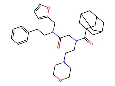 N-(2-{[(Furan-2-yl)methyl](2-phenylethyl)amino}-2-oxoethyl)-N-[2-(morpholin-4-yl)ethyl]tricyclo[3.3.1.1~3,7~]decane-1-carboxamide structure