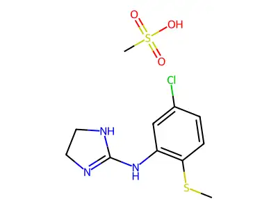 1H-Imidazol-2-amine, 4,5-dihydro-N-(5-chloro-2-(methylthio)phenyl)-, monomethanesulfonate structure
