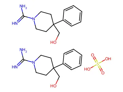 1-piperidinecarboximidamide, 4-(hydroxymethyl)-4-phenyl-, sulfate (2:1) (salt) structure