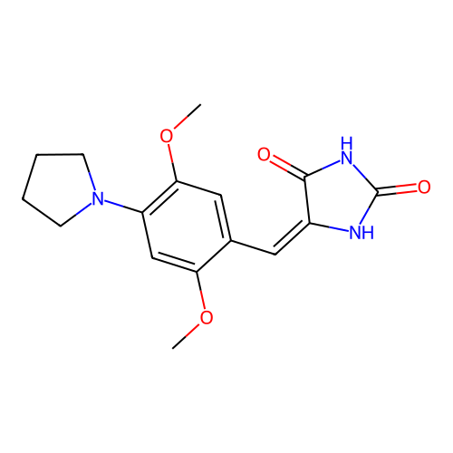 5-[2,5-Dimethoxy-4-(1-pyrrolidinyl)benzylidene]-2,4-imidazolidinedione structure