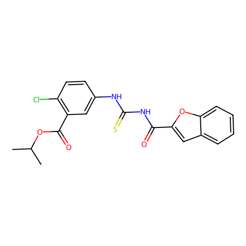Propan-2-yl 5-{[(1-benzofuran-2-ylcarbonyl)carbamothioyl]amino}-2-chlorobenzoate structure