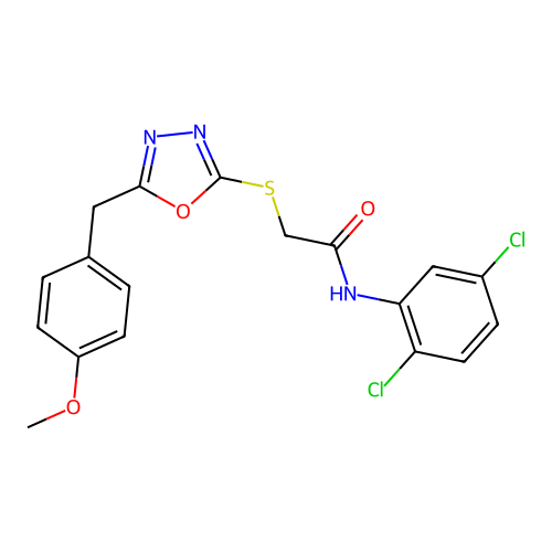 N-(2,5-dichlorophenyl)-2-{[5-(4-methoxybenzyl)-1,3,4-oxadiazol-2-yl]sulfanyl}acetamide structure