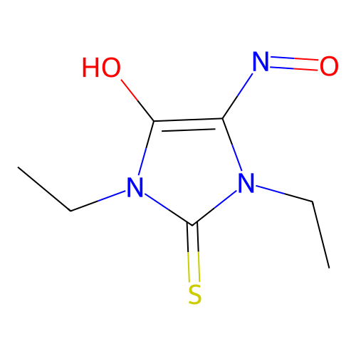 (5E)-1,3-diethyl-5-(hydroxyimino)-2-thioxoimidazolidin-4-one structure