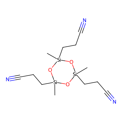 2,4,6-Trimethyl-2,4,6-tri(2-cyanoethyl)-[1,3,5,2,4,6]cyclotrisiloxane structure