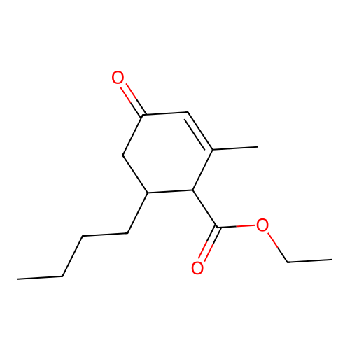 Ethyl 6-butyl-2-methyl-4-oxocyclohex-2-ene-1-carboxylate structure
