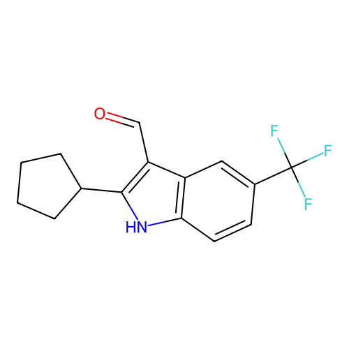 2-cyclopentyl-5-(trifluoromethyl)-1H-indole-3-carbaldehyde structure