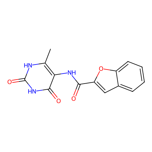 N-(2,4-dihydroxy-6-methylpyrimidin-5-yl)-1-benzofuran-2-carboxamide structure