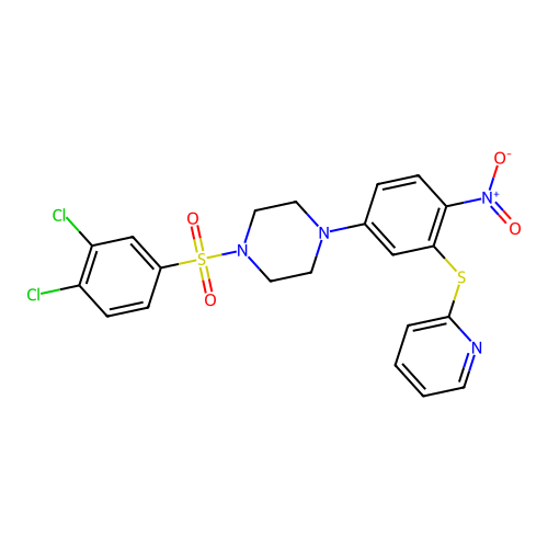 1-[(3,4-dichlorophenyl)sulfonyl]-4-[4-nitro-3-(pyridin-2-ylsulfanyl)phenyl]piperazine structure