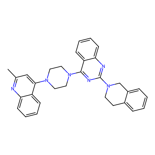 2-(3,4-dihydro-1H-isoquinolin-2-yl)-4-[4-(2-methylquinolin-4-yl)piperazin-1-yl]quinazoline structure