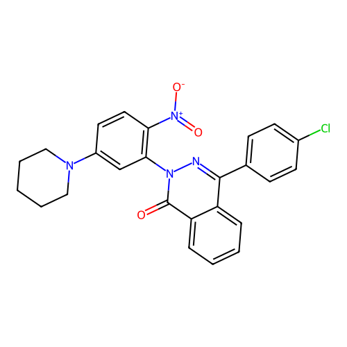 4-(4-chlorophenyl)-2-(2-nitro-5-(piperidin-1-yl)phenyl)phthalazin-1(2H)-one structure