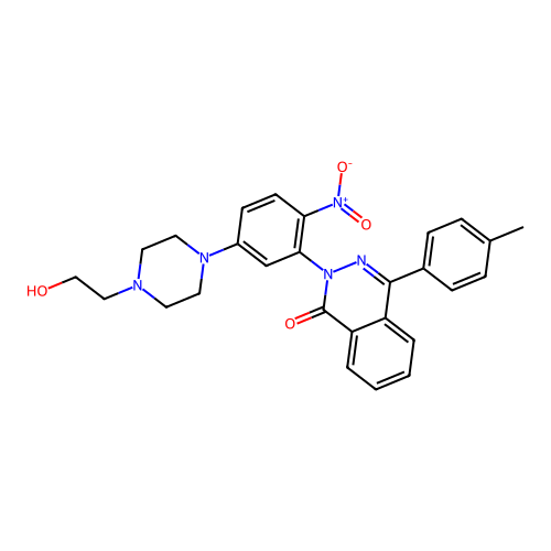 2-(5-(4-(2-hydroxyethyl)piperazin-1-yl)-2-nitrophenyl)-4-(p-tolyl)phthalazin-1(2H)-one structure