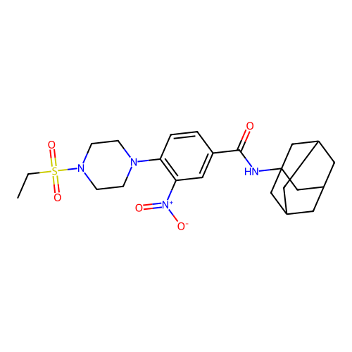 N-Adamantan-1-yl-4-(4-ethanesulfonyl-piperazin-1-yl)-3-nitro-benzamide structure