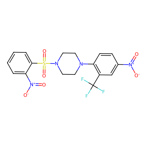1-[(2-Nitrophenyl)sulfonyl]-4-[4-nitro-2-(trifluoromethyl)phenyl]piperazine structure