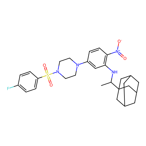 5-{4-[(4-fluorophenyl)sulfonyl]piperazin-1-yl}-2-nitro-N-[1-(tricyclo[3.3.1.1~3,7~]dec-1-yl)ethyl]aniline structure