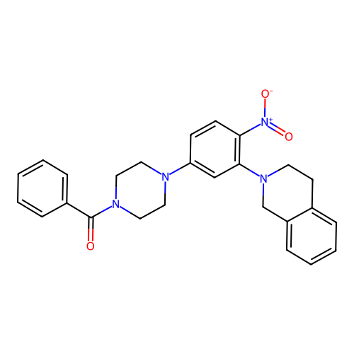 (4-(3-(3,4-dihydroisoquinolin-2(1H)-yl)-4-nitrophenyl)piperazin-1-yl)(phenyl)methanone structure