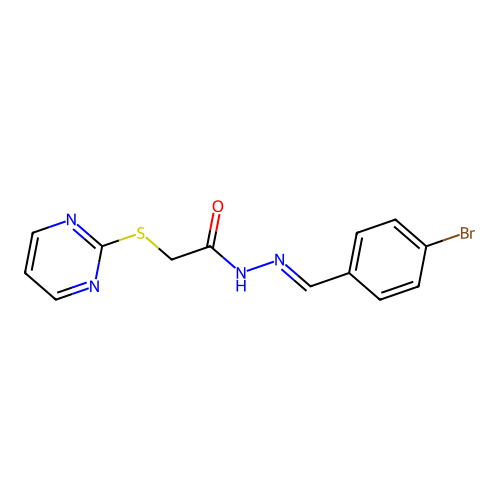 N'-[(E)-(4-bromophenyl)methylidene]-2-(pyrimidin-2-ylsulfanyl)acetohydrazide structure