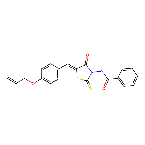 (Z)-N-(5-(4-(allyloxy)benzylidene)-4-oxo-2-thioxothiazolidin-3-yl)benzamide structure