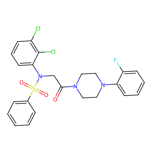 N-(2,3-dichlorophenyl)-N-(2-(4-(2-fluorophenyl)piperazin-1-yl)-2-oxoethyl)benzenesulfonamide structure