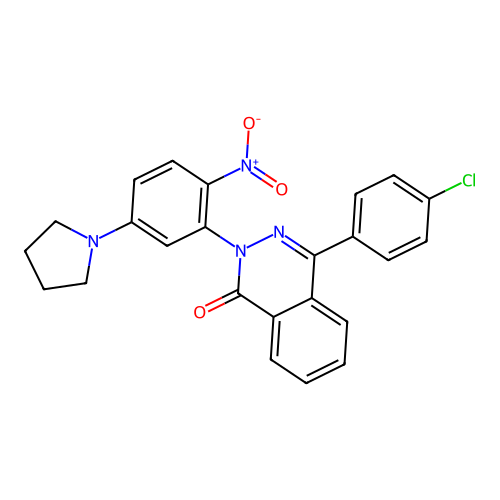 4-(4-chlorophenyl)-2-(2-nitro-5-(pyrrolidin-1-yl)phenyl)phthalazin-1(2H)-one structure