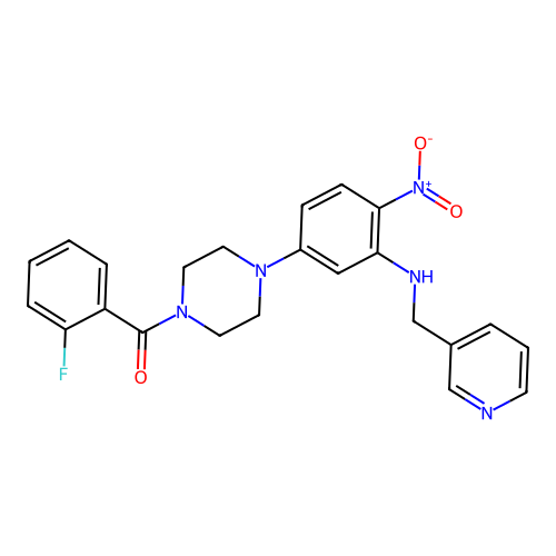 (2-fluorophenyl)(4-{4-nitro-3-[(pyridin-3-ylmethyl)amino]phenyl}piperazin-1-yl)methanone structure