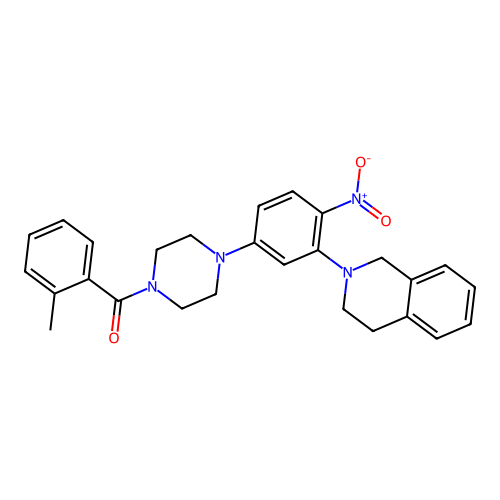 (4-(3-(3,4-dihydroisoquinolin-2(1H)-yl)-4-nitrophenyl)piperazin-1-yl)(o-tolyl)methanone structure