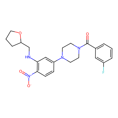(3-fluorophenyl)-[4-[4-nitro-3-(oxolan-2-ylmethylamino)phenyl]piperazin-1-yl]methanone structure