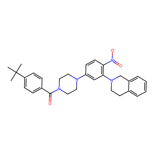 (4-tert-butylphenyl){4-[3-(3,4-dihydroisoquinolin-2(1H)-yl)-4-nitrophenyl]piperazin-1-yl}methanone structure