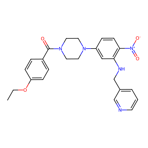 (4-ethoxyphenyl)(4-{4-nitro-3-[(pyridin-3-ylmethyl)amino]phenyl}piperazin-1-yl)methanone structure
